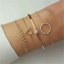 Load image into Gallery viewer, Fashion Bohemia Leaf Round Knot Cuff Bangle Gold Chain Charm Bracelet  for Women Simple Geometric Bracelets Luxury Jewelry
