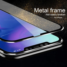 Load image into Gallery viewer, 10D Curved Edge Aluminum Alloy Tempered Glass for iPhone X XS MAX 11 12 Pro Max mini 6 6S 7 8 Plus Full Cover Screen Protector  Titanium Alloy Metal Edge Full Coverage Front Tempered Glass Screen Protector for iPhone
