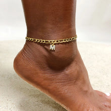 Load image into Gallery viewer, Crystal A-Z Letter Initial  Anklets Bracelet for Women ,Cuban Link Anklet Stainless Steel Beach Leg Foot Chains Wholesale
