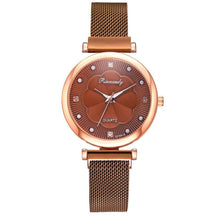 Load image into Gallery viewer, Fashion Set Women Watches Luxury Magnet Buckle Flower Rhinestone Watch Ladies Quartz Wrist Watch  WIth Bracelet In Set For Women and Girls
