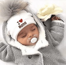 Load image into Gallery viewer, Newborn Cotton Hats Baby Pom Pom Childre Infant Hats For BabY Boys and Girls Wth Printed "I love mama " and " Design
