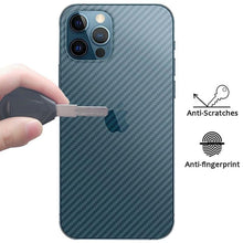 Load image into Gallery viewer, Back Screen Protective Film Carbon Fiber Skin Transparent Screen Guard Sticker Carbon Fiber Transparent Film For iPhone 14 13 12 Mini 11 Pro X XR XS Max SE3 7 8 Plus Phone Back Screen Protector Sticker
