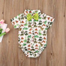 Load image into Gallery viewer, Newborn Boys Bodysuits Bow Short Sleeve Print Single Breasted Jumpsuits Shirt For Baby With Elegant Bow
