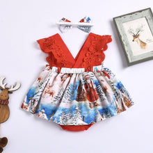 Load image into Gallery viewer, 2pcs  0-24M  Christmas Newborn Baby Girls Romper Dress+ Headband Santa Print Jumpsuits Outfit Unique Design
