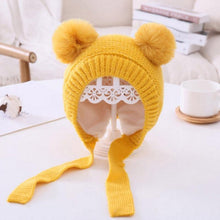 Load image into Gallery viewer, Handmade Modern Trend Winter  Christmas Knitted Baby Hat Cute Double Pompom Infant Baby Boy Girl Cap Ear Protection Hats Kids Children Cap
