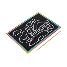 Load image into Gallery viewer, Interesting 10PCS Patterned Scratch Art Paper Magic Painting Paper With Drawing Stick Kids Toy Education Drawing Toys For Children
