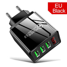 Load image into Gallery viewer, Portable Fast Quick Charge 3.0 LED Display 3 USB Charger 3A Fast Charging Mobile Phone Modern Black And White Chargers Adapter
