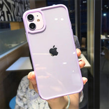 Load image into Gallery viewer, Transparent Shockproof Bumper Phone Case For iPhone 11 12 13 14 Pro Max Mini Cute Candy Color Hard Cover  Luxurious Translucent Case for iPhone
