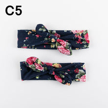 Load image into Gallery viewer, Modern  Mother &amp; Baby Headbands Kids Girl Bow With Rabbit ear Print Floral Hair Bands Parent-Child Hair Accessories
