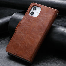 Load image into Gallery viewer, Luxury Leather Case For iPhone 13 11 12 14 Pro Max Mini Wallet Pocket Flip Case Cover Vintage Luxury Genuine Leather Fashion Business Classic Flip Case For Men
