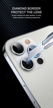 Load image into Gallery viewer, Glitter Diamond Camera Lens Protector For Iphone 13 Pro Max Mini Camera Metal Ring Glass For Iphone 12 11 Pro Max Protective Cap Diamond Glitter Camera Lens Protector On For Iphone
