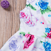 Load image into Gallery viewer, Modern Elegant Baby Girls Kids Summer Floral Dress Princess Party Sleeveless Dresses Headband 2pcs 0-4Y For Party In Flowers Modern Design With Bow
