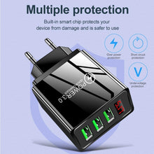 Load image into Gallery viewer, Portable Fast Quick Charge 3.0 LED Display 3 USB Charger 3A Fast Charging Mobile Phone Modern Black And White Chargers Adapter
