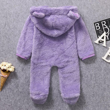 Load image into Gallery viewer, New Winter Trend Warm Newborn Baby Boy Solid Hooded Baby Romper Warm Coat Fleece Jumpsuit Infant Outwear For Boys And Girls
