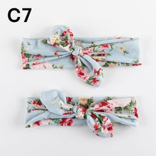 Load image into Gallery viewer, Modern  Mother &amp; Baby Headbands Kids Girl Bow With Rabbit ear Print Floral Hair Bands Parent-Child Hair Accessories
