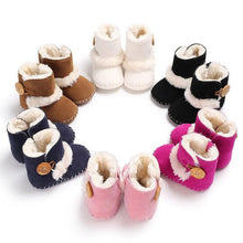 Load image into Gallery viewer, Newborn Infant Baby Snow Boots Winter Warm Cotton Baby Shoes Solid Button Autumn Ankle Bright Colors Boots
