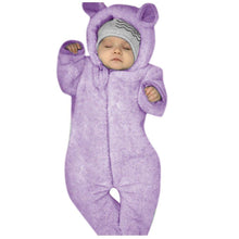 Load image into Gallery viewer, New Winter Trend Warm Newborn Baby Boy Solid Hooded Baby Romper Warm Coat Fleece Jumpsuit Infant Outwear For Boys And Girls
