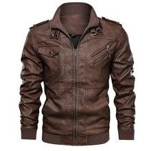 Load image into Gallery viewer, New Men's PU Leather Jackets Autumn Casual Motorcycle Jacket Biker Hooded Jackets Autumn Casual Warm Jacket Men Winter Clothing Jackets Men Black Vintage Motorcycle Jacket With Removable Hood
