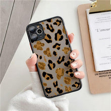 Load image into Gallery viewer, Fashion Leopard Pattern Case For iPhone 13 14 Pro MaxXS Max XR X Shockproof Cover Clear Bumper Women Girl Phone Case Cover with Black Leopard Print Designed for iPhone
