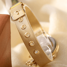 Load image into Gallery viewer, STEVVEX Gold  Watch Brand Quartz Women Rose Gold Stainless Steel Mesh Belt Ladies Wristwatch Female Clock Owl (Gold) For Women and Girls
