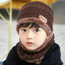 Load image into Gallery viewer, Knitted Baby Hats  Cap and Scarf Turban Beanie Cotton Warm Wool Fur Caps Soft Hat For Childern Girl And Boys
