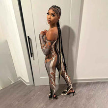Load image into Gallery viewer, Formed Fitting: Cutout Striped Jumpsuits
