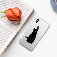 Load image into Gallery viewer, Cute black cat Phone Case for iphone 13 11 12 pro XS MAX 8 7 6 6S Plus X 5S SE 2020 XR case  Cute Cat Slim Fit Glossy Stylish Cover Soft Shockproof Phone Case
