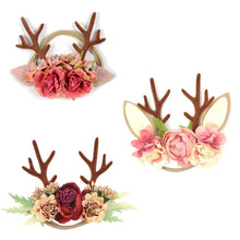 Load image into Gallery viewer, Luxury Christmas Antler Baby Girl Headbands Hair Accessories Xmas Deer Ear Flower Crown Hairband for Newborn Baby
