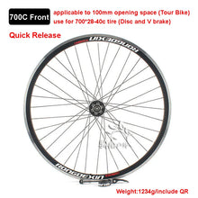 Load image into Gallery viewer, Cruiser Tour Bike Wheelset, Double Deck Rim, Front Wheel Disc, V Brake, Rear Back Wheels, Cassette and Screwed Hub, 36H, 700C

