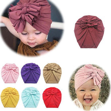 Load image into Gallery viewer, Luxury Modern Baby Headband Hat Bowknot Print Cotton Stretchy Turban Headband Infant Head Wrap Beanie Hat  For Babies and Kids
