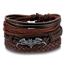 Load image into Gallery viewer, Vintage Black Bead Bracelets For Men Fashion Hollow Triangle Leather Bracelet &amp; Bangles Multilayer Wide Wrap Jewelry For Men and Women
