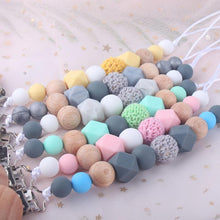 Load image into Gallery viewer, Modern Handmade Chain Wooden Holder For Pacifier Clips Leash Strap Nipple Holder For Infant Feeding For Baby
