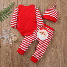 Load image into Gallery viewer, 3PCS  Romper Jumpsuits+Striped Pant Christmas Clothes Set Kids for Infant Boys/Girls In Christmas Printed Design
