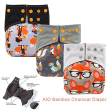 Load image into Gallery viewer, All-In-One  Cloth Diaper for Baby Bamboo Charcoal Eco-friendly Baby Cloth Diaper
