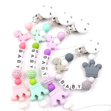 Load image into Gallery viewer, Lemon Comeon Baby's NamePacifier Clips Holder Dinosaur Silicone Beads Teething Chain for Baby
