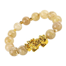 Load image into Gallery viewer, Obsidian Stone Beads Bracelet For Men and Women Unisex Wristband Gold Black Pixiu Wealth and Good Luck Bracelet Design

