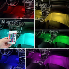 Load image into Gallery viewer, Interior Car Lights LED Car Strip Lights with Two-Line Waterproof Design RGB LED Strip Light With USB Wireless Remote Music Control Multiple Modes and Music Sync Under Dash Car Lighting with Car Charger, DC 12V
