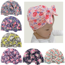 Load image into Gallery viewer, Luxury Modern Donut Baby Beanie Turban Hat Baby Cap Cotton Fruit Print Floral Toddler Baby Girl Cap Design
