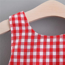 Load image into Gallery viewer, Print Plaid Bow Summer Princess Party Dress Infant Newborn Baby Dress+Hat 2pcs Kids Clothing Set
