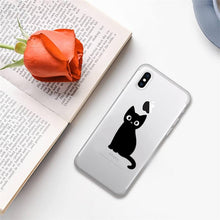 Load image into Gallery viewer, Cute black cat Phone Case for iphone 13 11 12 pro XS MAX 8 7 6 6S Plus X 5S SE 2020 XR case  Cute Cat Slim Fit Glossy Stylish Cover Soft Shockproof Phone Case

