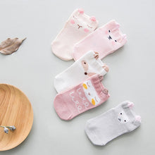 Load image into Gallery viewer, 5 Pairs Thin Combed Cotton Cute Animal Baby Socks Mesh Short Socks For Newborns Boys &amp; Girls

