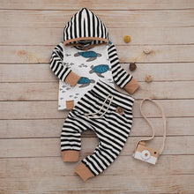 Load image into Gallery viewer, Modern Newborn Baby Boy Clothes Feather T shirt Tops Strip Pants Set For Kids
