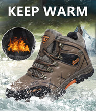 Load image into Gallery viewer, Brand Men Winter Snow Boots Waterproof Leather Sneakers Super  Warm Men's Boots Outdoor Male Hiking Boots Work Shoes Size 39-47
