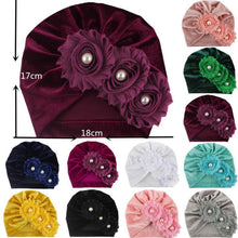 Load image into Gallery viewer, Handmade Baby Accessories Newborn Kids Baby Boy Girl Indian Turban Twist Knot Beanie Hat Pearl Flower Style
