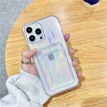Load image into Gallery viewer, Unique Gradient Women Love Wallet Card Holder Clear Soft Case For iPhone 13 11 12 Pro Max Beautiful Colors Transparent Cover Drop Protection Transparent Phone Cover
