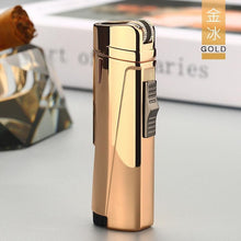 Load image into Gallery viewer, NEW Modern Luxury Grinding Wheel Three Torch Turbo Lighters For Cigarettes Accessories Cigar Smoking Lighters New Metal Design
