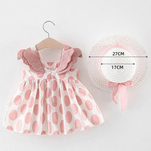 Load image into Gallery viewer, Luxury Modern Baby Girls Dresses With Hat 2pcs Clothes Sets Kids Clothes Baby Sleeveless Dress Print Floral Fruit Design Style
