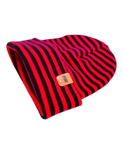 Load image into Gallery viewer, HAAKWEAR Classic RORO Cuffed Beanie / Hat - Black / Red, Made in USA

