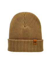 Load image into Gallery viewer, HAAKWEAR Cuffed Wide Ribbed Striped Beanie / Hat, Brown / Beige, Limited Edition - Made in USA

