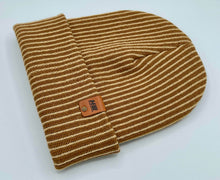 Load image into Gallery viewer, HAAKWEAR Cuffed Wide Ribbed Striped Beanie / Hat, Brown / Beige, Limited Edition - Made in USA

